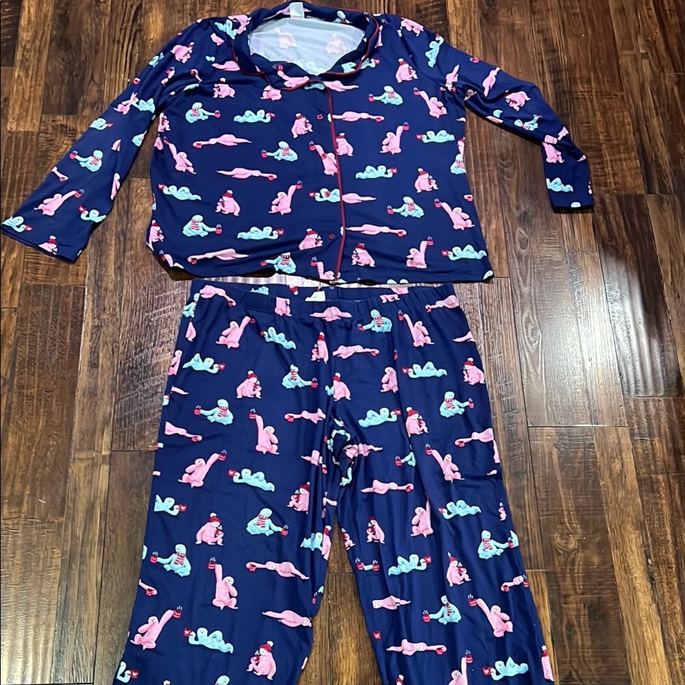 Nite Nite Munki Munki PJs. Charming Blue and Pink Sloth Pajama Set